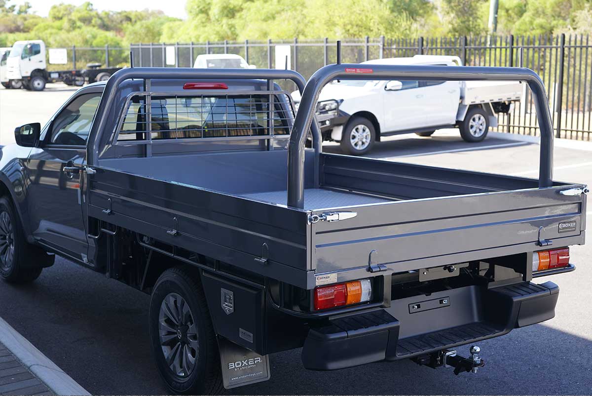 Ford Ranger fitted with a Boxer steel tray and rear rack